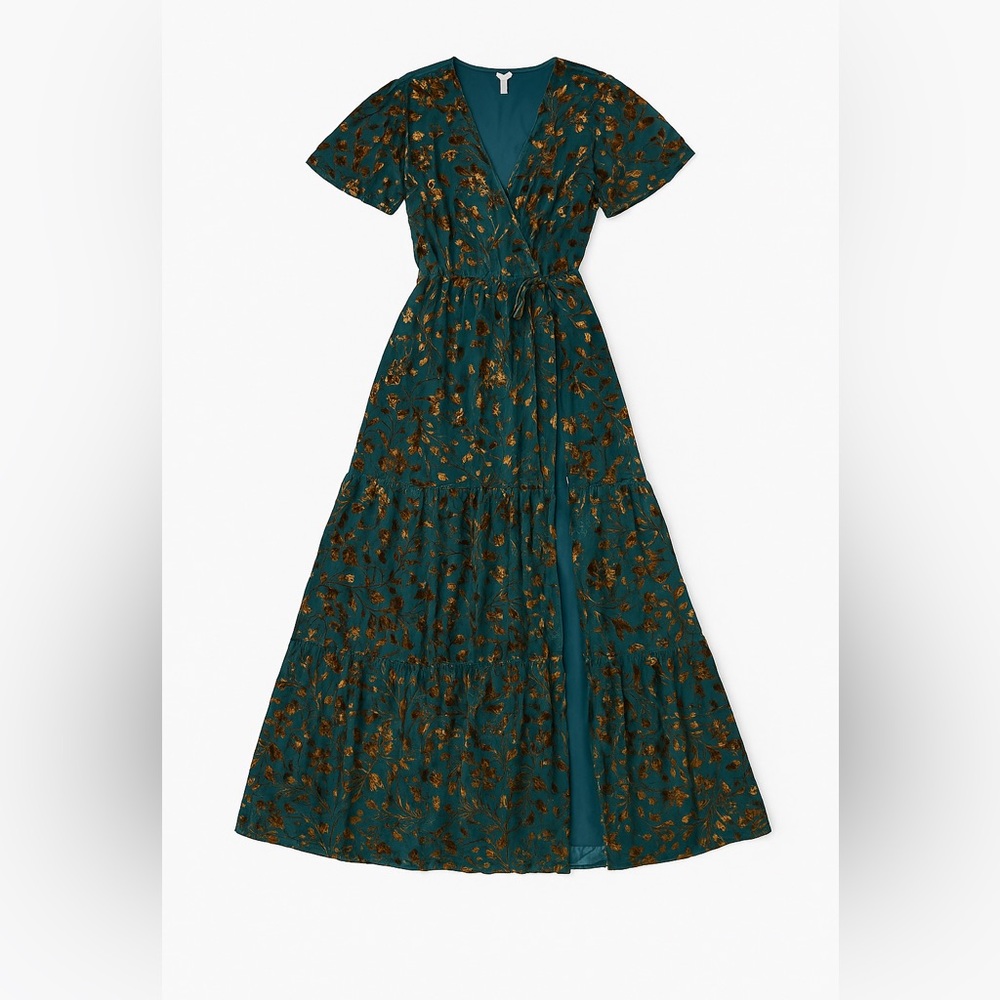 Elegant Green Floral Maxi Dress - size small